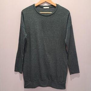 Cherish Casual Vibe Cozycore Heathered Green Crewneck Tunic Womens Medium